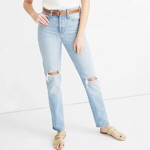Madewell Classic Straight Full-Length Cotton Jeans Hartsville Light Wash Size 26
